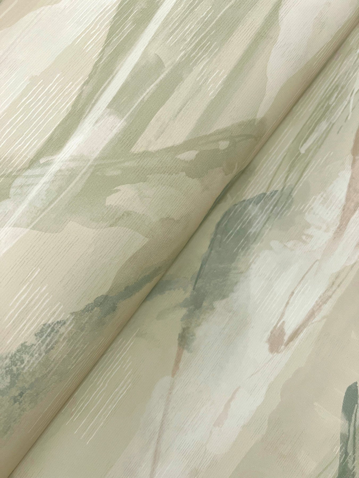 Bozeman Mountains Moss Wallpaper with Abstract Watercolor Mountain Motif - Chesapeake 4142-72624