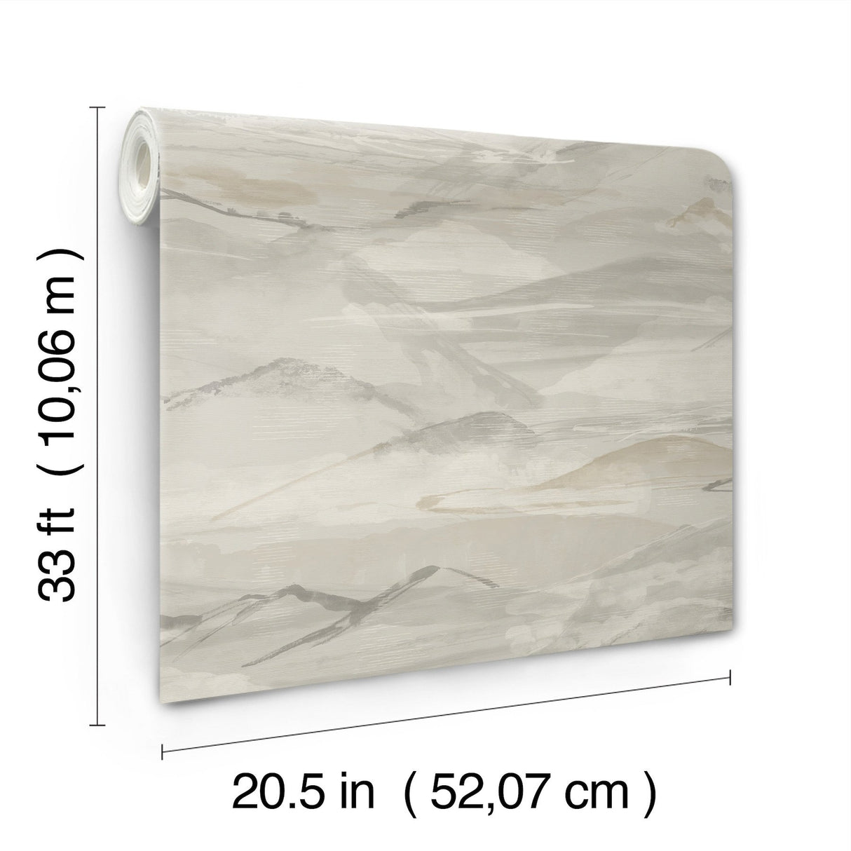 Bozeman Mountains Grey Wallpaper with Abstract Watercolor Mountain Motif - Chesapeake 4142-72626