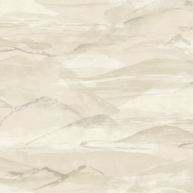 Bozeman Mountains Bone Wallpaper with Abstract Transitional Motif - Chesapeake 4142-72627