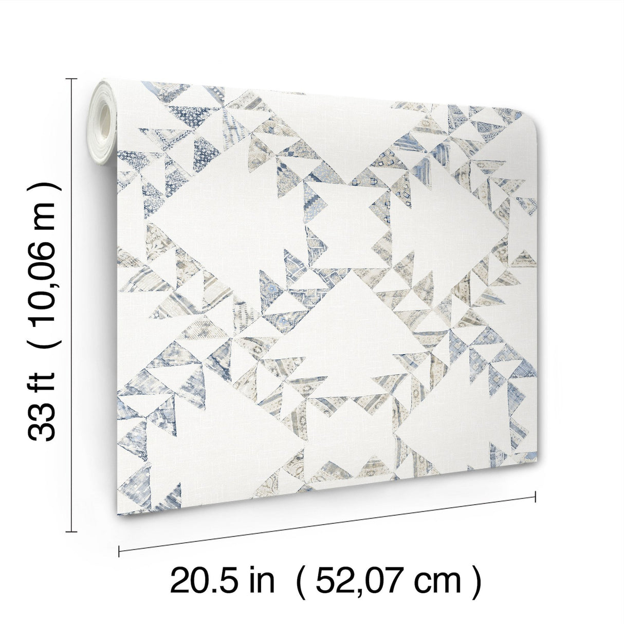 Scrap Quilt Denim Wallpaper with Geometric Quilt Motif - Chesapeake 4142-72628