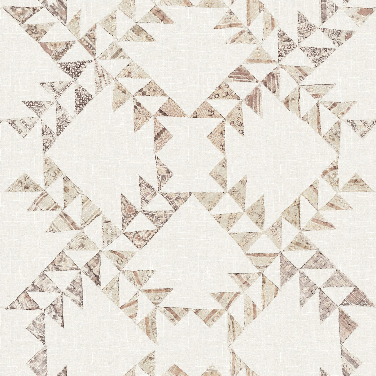 Scrap Quilt Brown Wallpaper with Geometric Quilt Motif, Traditional Textured Non Woven - Brewster 4142-72629