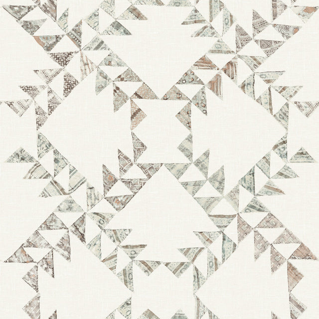 Scrap Quilt Light Brown Wallpaper with Geometric Quilt Motif - Chesapeake 4142-72631