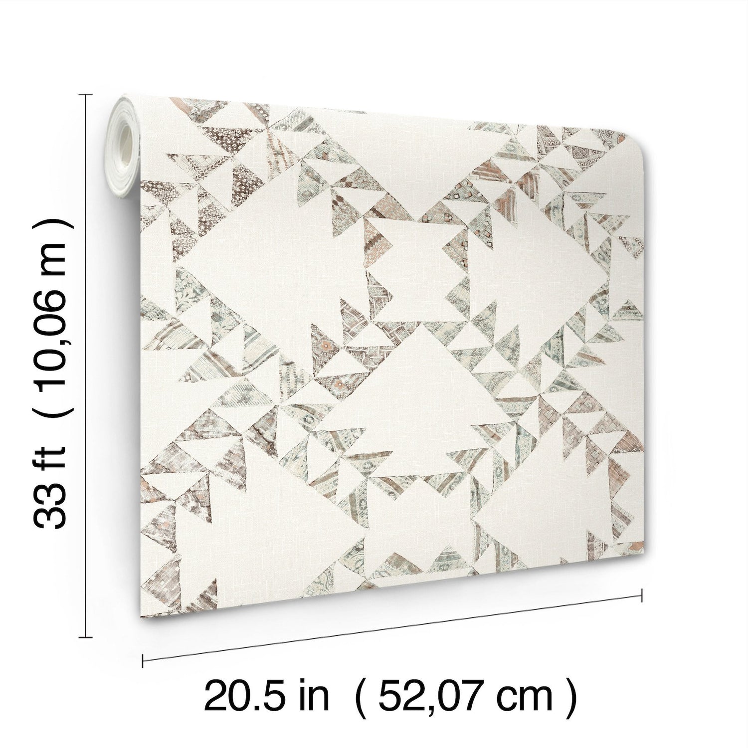 Scrap Quilt Light Brown Wallpaper with Geometric Quilt Motif - Chesapeake 4142-72631