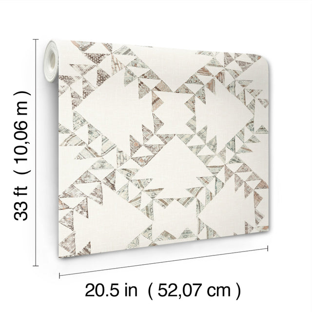 Scrap Quilt Light Brown Wallpaper with Geometric Quilt Motif - Chesapeake 4142-72631