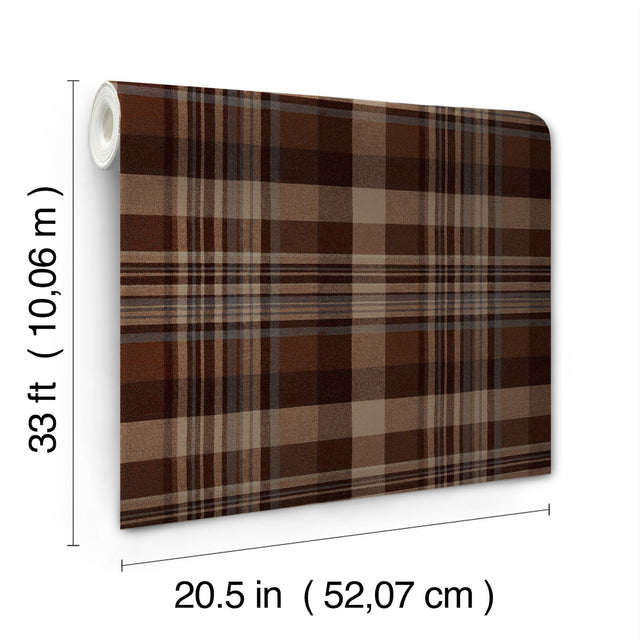 Dutton Plaid Rust Wallpaper with Traditional Plaid Pattern - Chesapeake 4142-72636