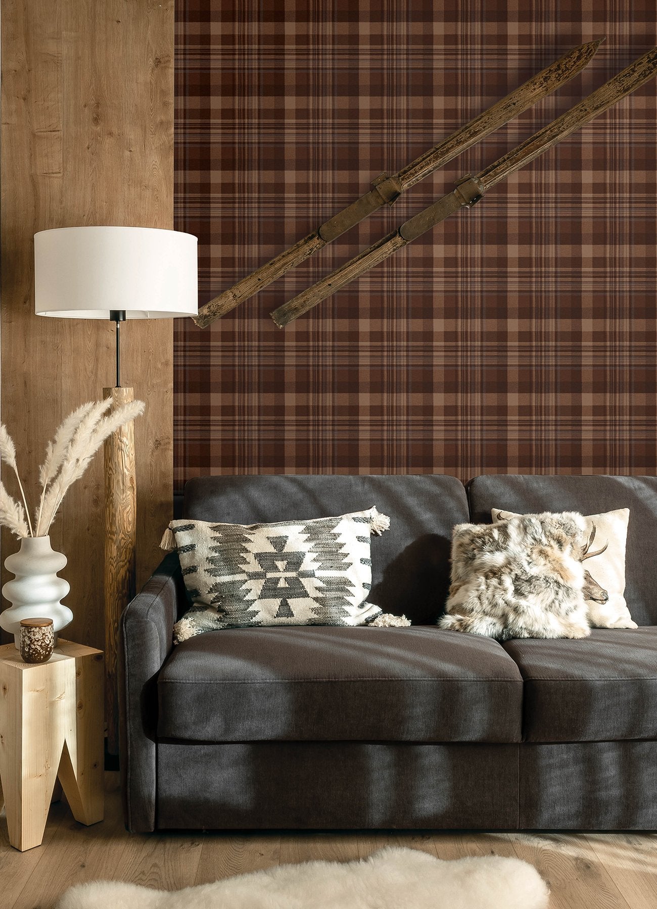 Dutton Plaid Rust Wallpaper with Traditional Plaid Pattern - Chesapeake 4142-72636
