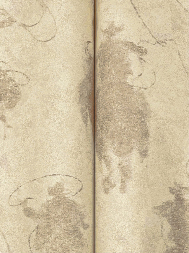 Stockman Silhouette Khaki Wallpaper with Western Cowboy Motif - Chesapeake 4142-72640