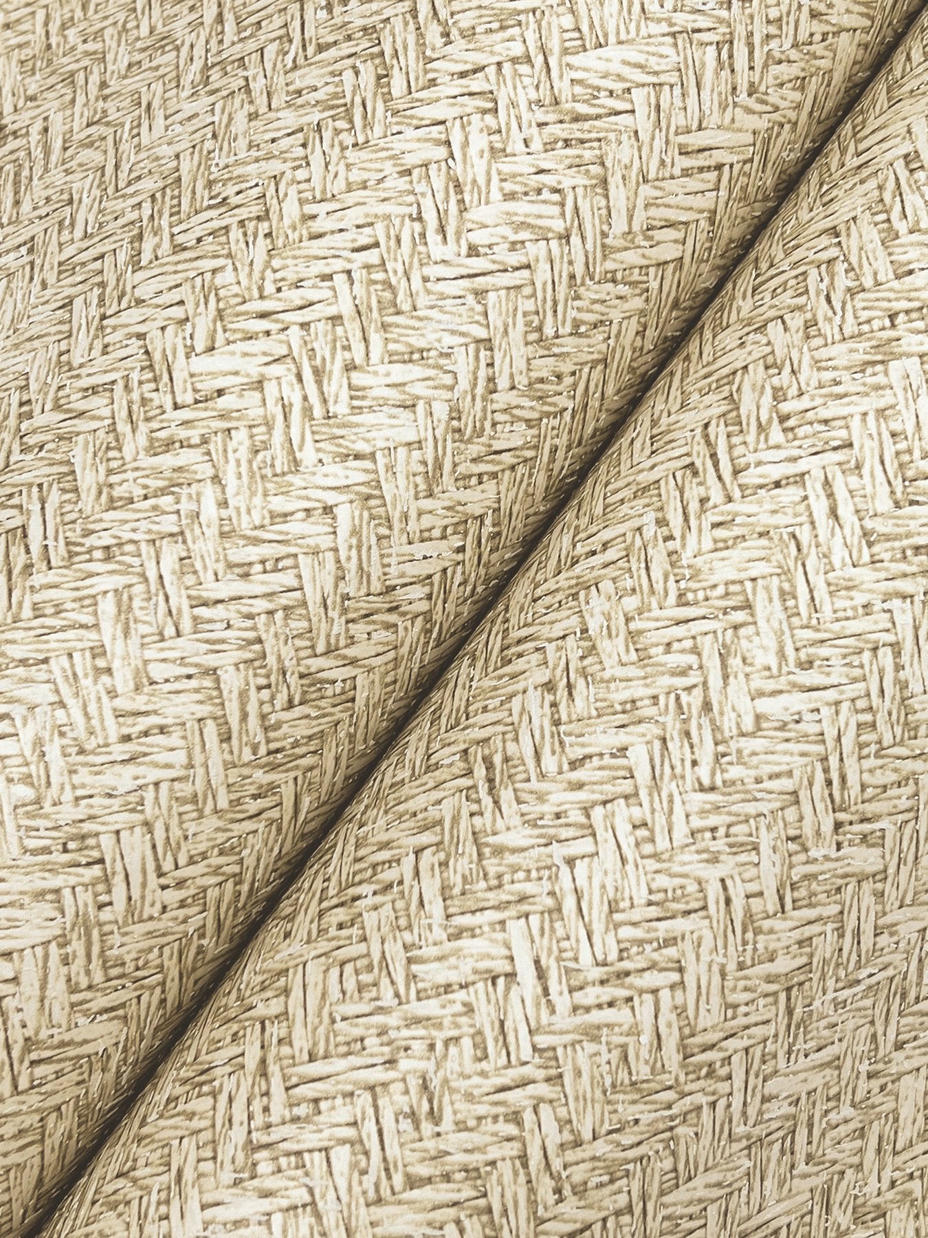 Woven Basket Khaki Wallpaper with Fabric Texture Pattern, Transitional Prepasted Non Woven - Chesapeake 4142-72641