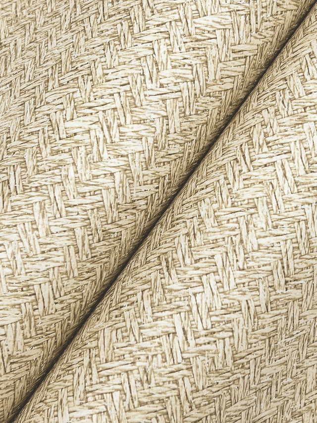 Woven Basket Khaki Wallpaper with Fabric Texture Pattern, Transitional Prepasted Non Woven - Chesapeake 4142-72641