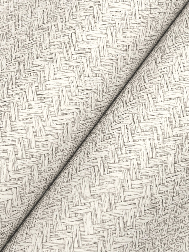 Woven Basket Light Grey Wallpaper with Textured Fabric Weave Motif - Chesapeake 4142-72642