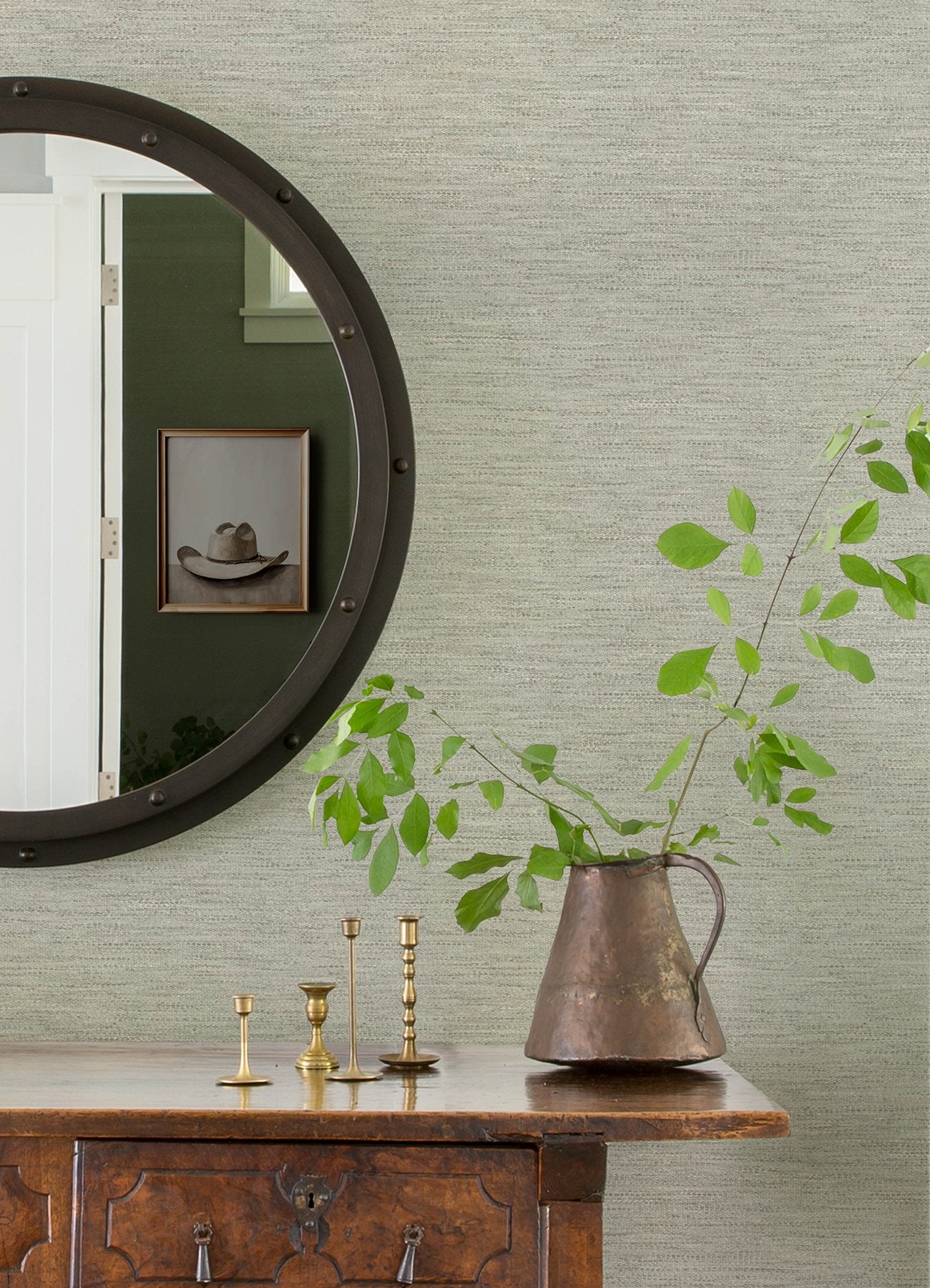 Wool Texture Aqua Wallpaper with Fabric Textures Pattern, Transitional Style - Chesapeake 4142-72646