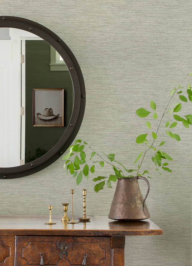 Wool Texture Aqua Wallpaper with Fabric Textures Pattern, Transitional Style - Chesapeake 4142-72646