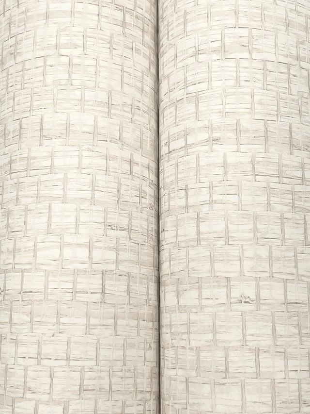 Plaited Grass Cream Wallpaper with Faux Grasscloth Basketweave - Chesapeake 4142-72650