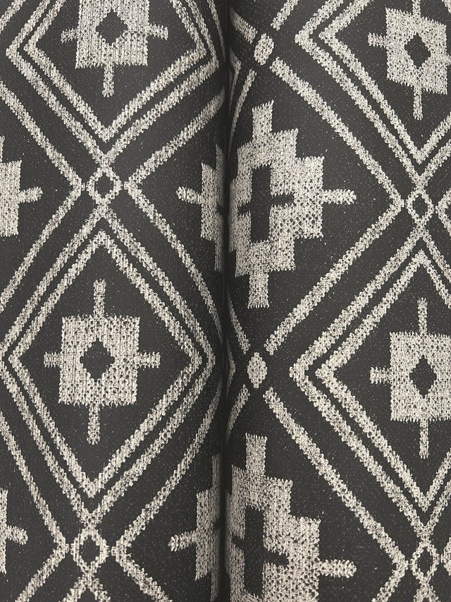 Camp Blanket Black Wallpaper with Geometric Western Medallion Pattern, Traditional Prepasted Non Woven - Brewster 4142-72656