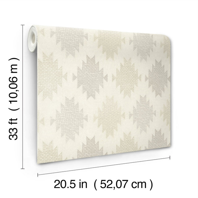 Stitched Heirloom Moss Wallpaper with Medallions Pattern, Farmhouse Style - Chesapeake 4142-72665