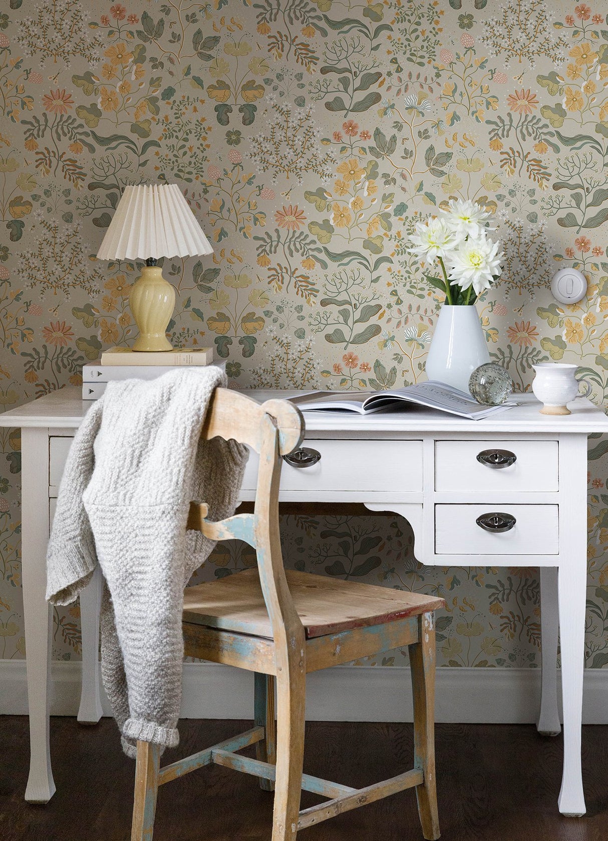 Groh Apricot Floral Wallpaper with Botanical Whimsical Motif - A-Street Prints 4143-22003