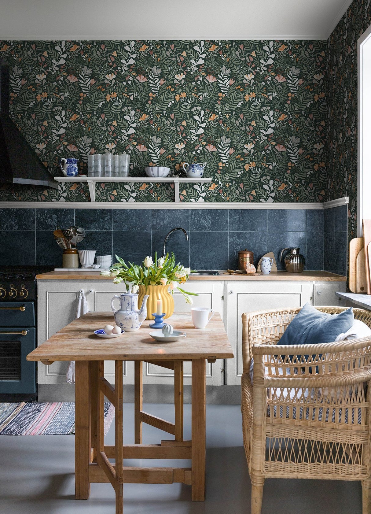 Brittsommar Evergreen Woodland Floral Wallpaper with Whimsical Botanical Pattern - A-Street Prints 4143-22009