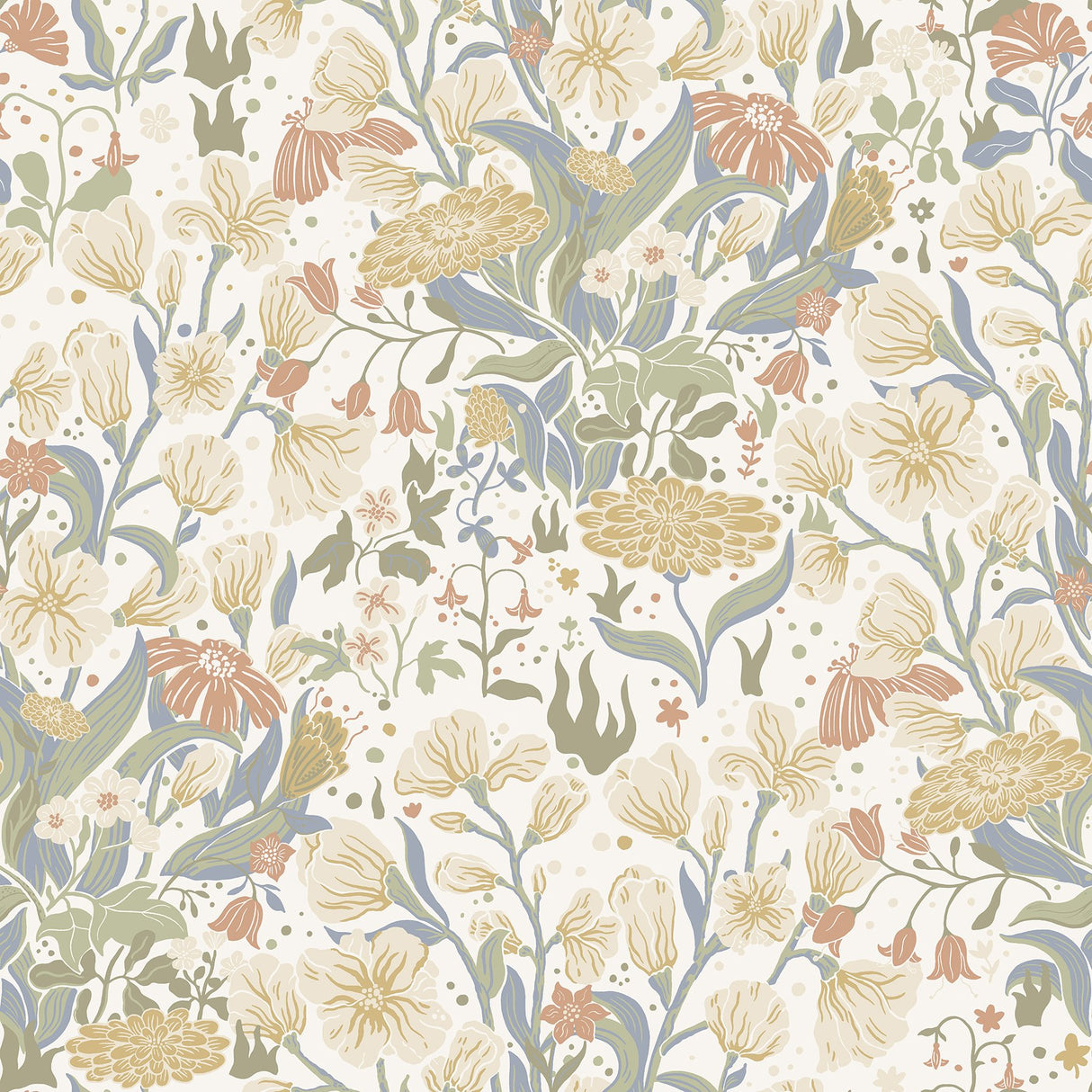Hava Neutral Meadow Flowers Wallpaper with Whimsical Botanical Pattern - A-Street Prints 4143-22011