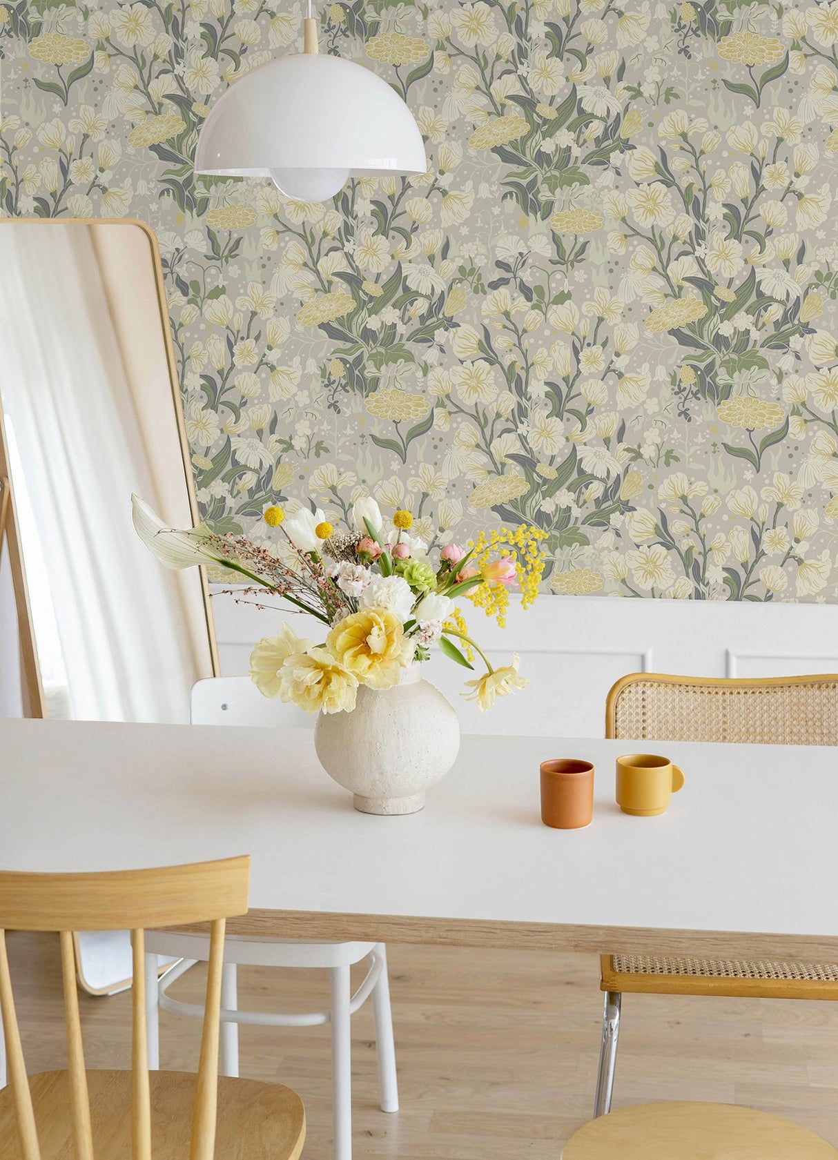 Hava Yellow Meadow Flowers Wallpaper with Whimsical Botanical Pattern - A-Street Prints 4143-22012