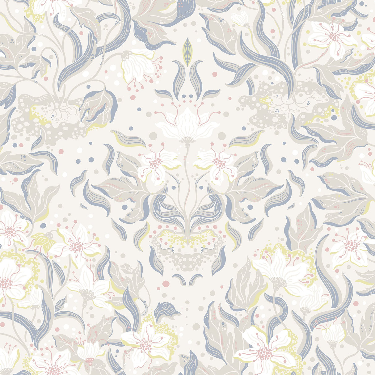 Lisa Bone Floral Damask Wallpaper with Whimsical Botanical Pattern - A-Street Prints 4143-22015