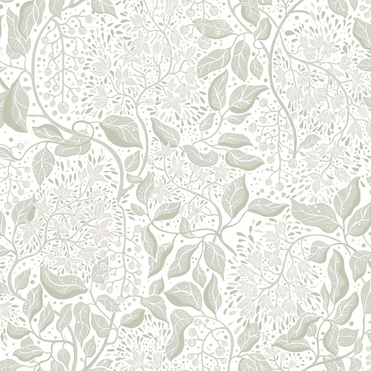 Turi Sage Twining Vines Wallpaper with Botanical Farmhouse Pattern - A-Street Prints 4143-22020