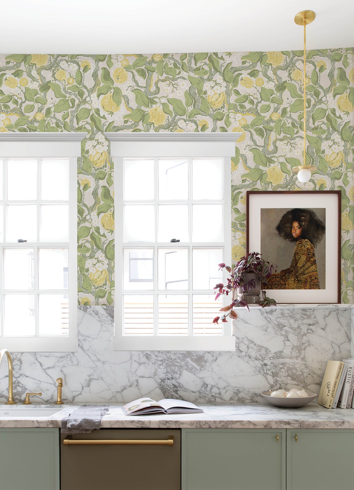 Kort Yellow Fruit and Floral Botanical by A-Street Prints Scandinavian Non Woven Unpasted Sidewall Wallpaper Roll 20.9-in x 33-ft - MD22027