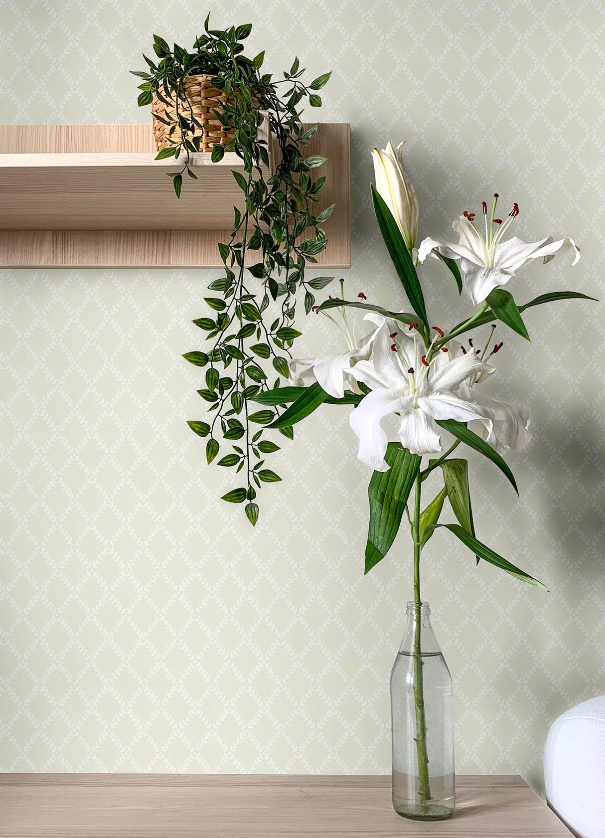 Trevor Khaki Leaf Trellis Wallpaper with Botanical Trellis & Lattice Motif - A-Street Prints 4143-34002