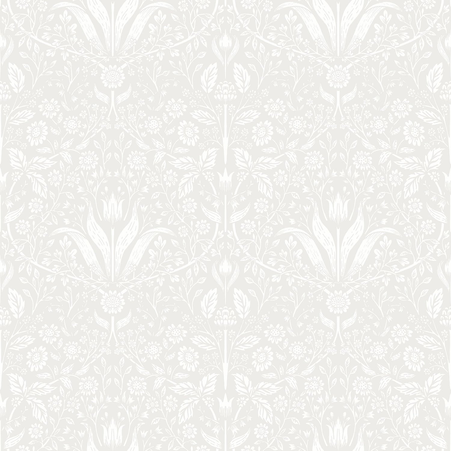 Mara Light Grey Tulip Ogee Wallpaper with Scandinavian Botanical Pattern - A-Street Prints 4143-34007