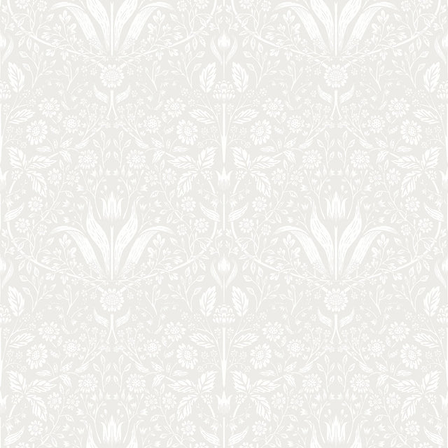 Mara Light Grey Tulip Ogee Wallpaper with Scandinavian Botanical Pattern - A-Street Prints 4143-34007