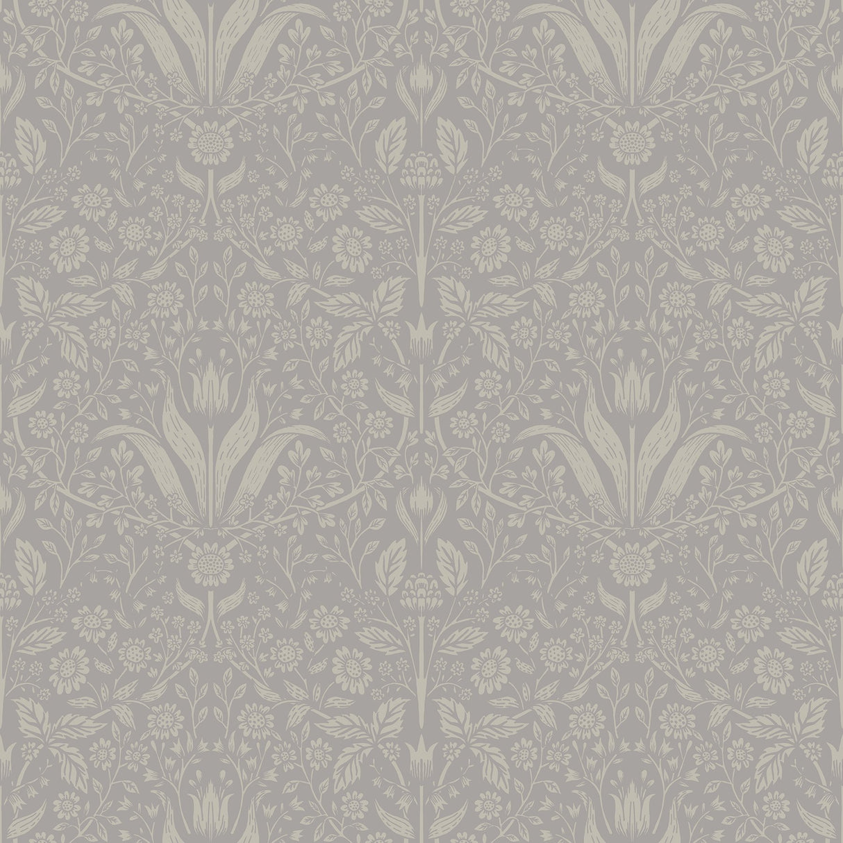 Mara Grey Tulip Ogee Wallpaper with Botanical Scandinavian Motif - A-Street Prints 4143-34008