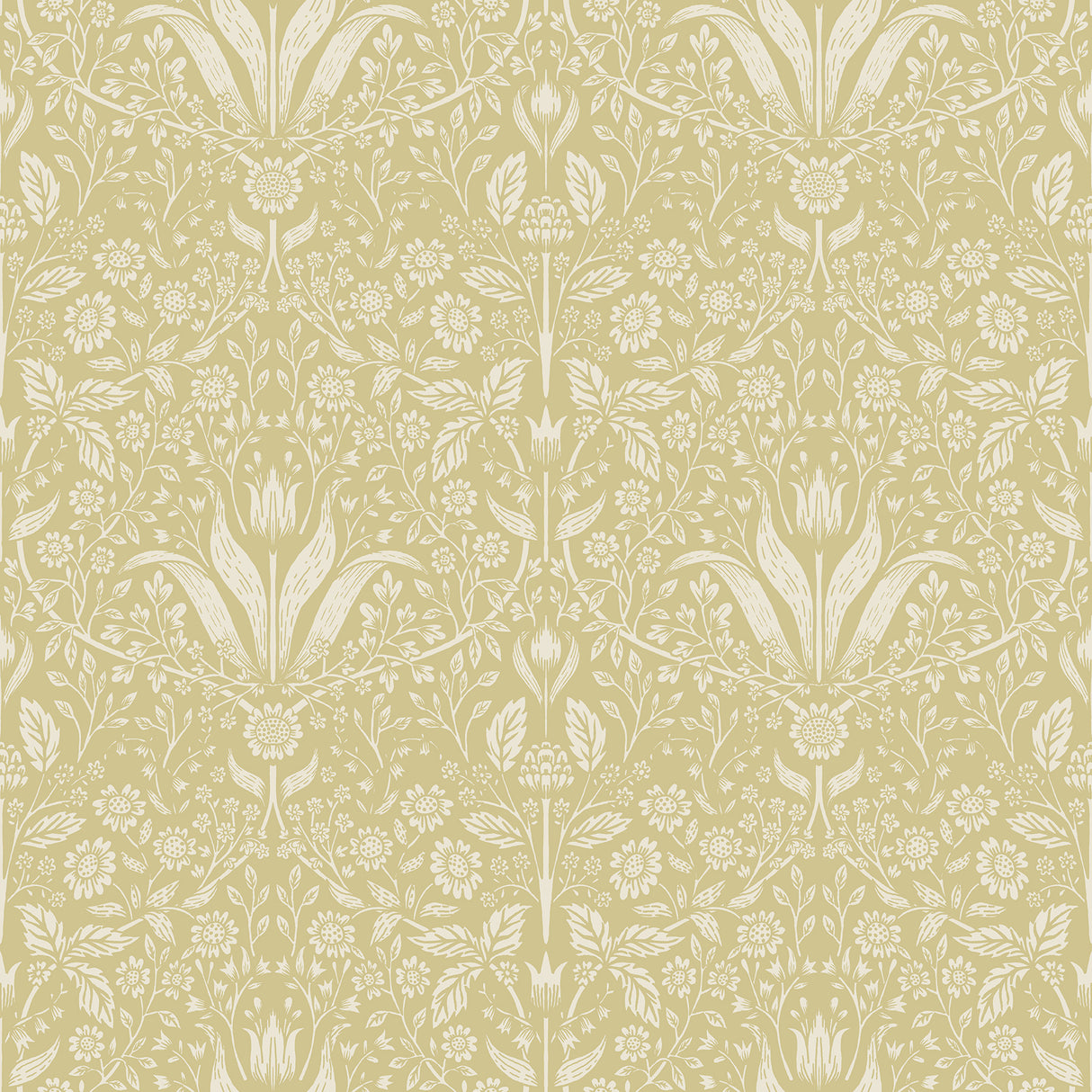 Mara Yellow Tulip Ogee Wallpaper by A-Street Prints - MD34038
