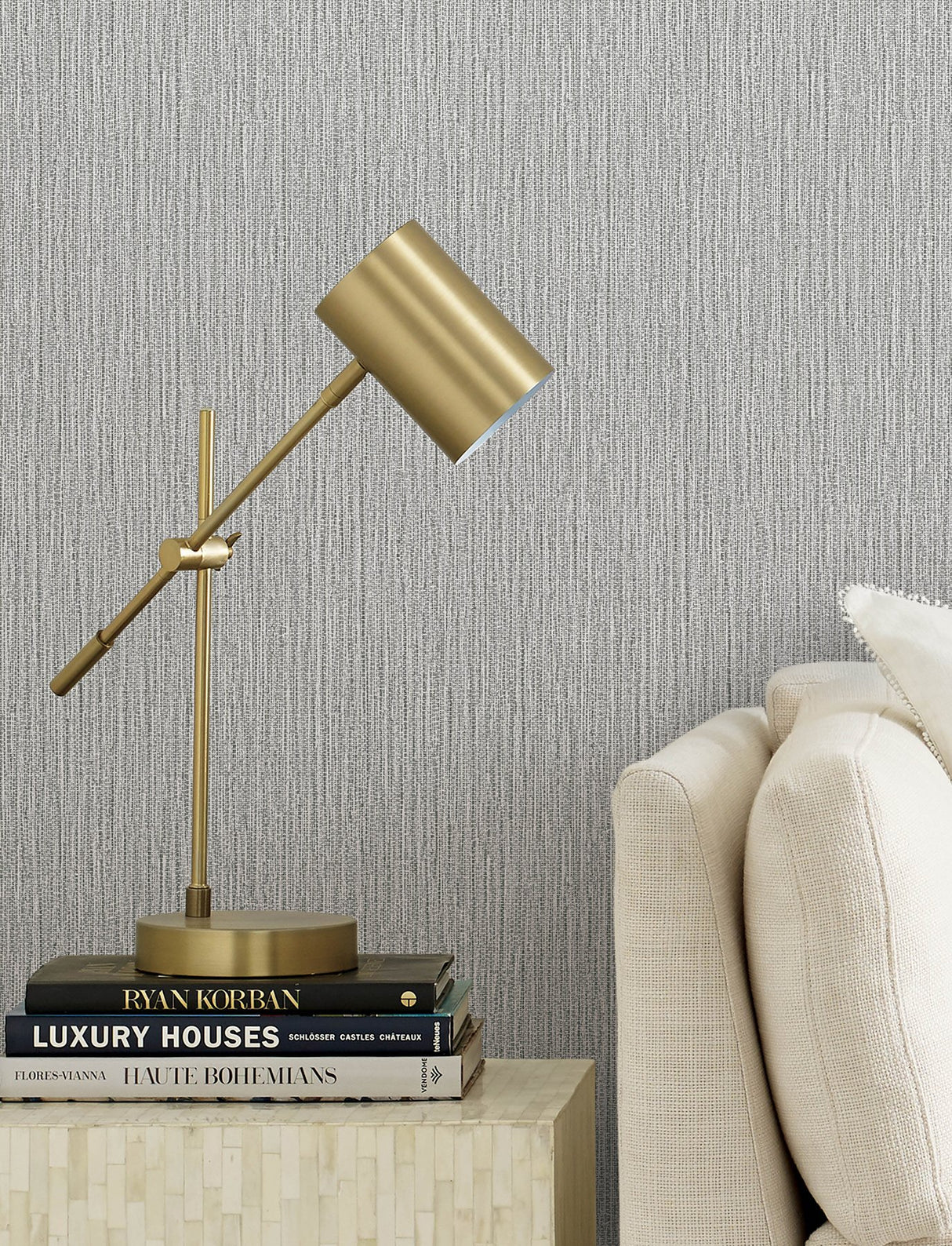 Bowman Charcoal Faux Linen Wallpaper with Fabric Textures Pattern, Modern Style - Advantage 4144-9157