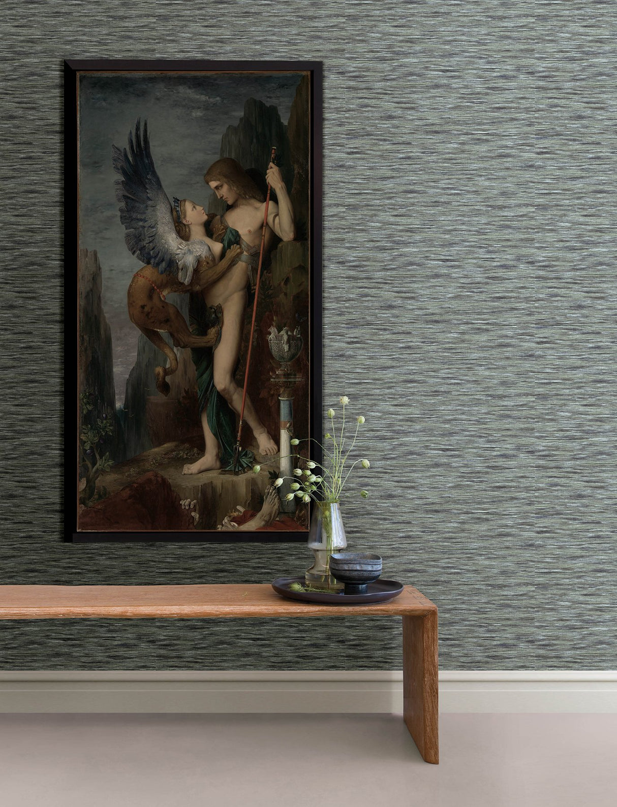 Hazen Stone Striated Grey Wallpaper with Metallic Textured Abstract Distressed Pattern - Advantage 4144-9171