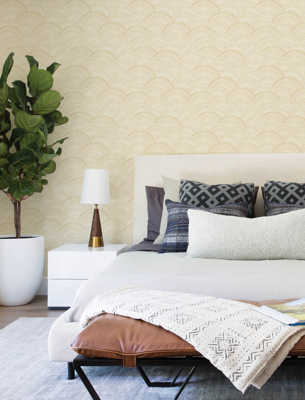 Encircle Yellow Geometric Wallpaper with Bohemian Graphics Pattern - Brewster 4146-27204
