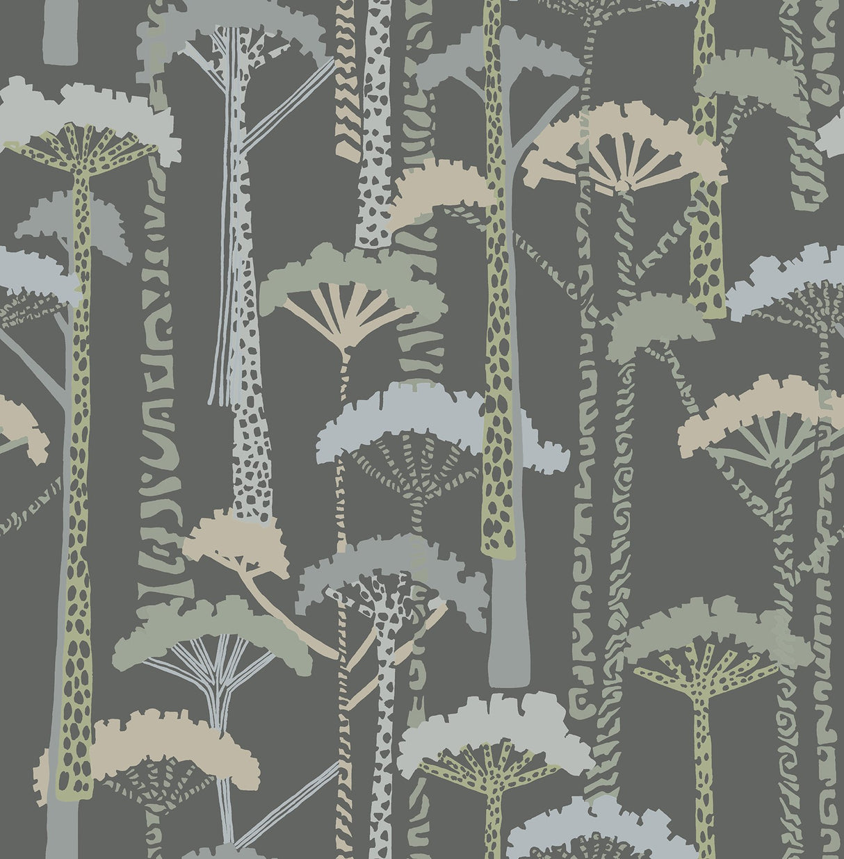 Unify Aqua Forest Wallpaper with Botanical Trees Motif, Bohemian Style - A-Street Prints 4146-27206