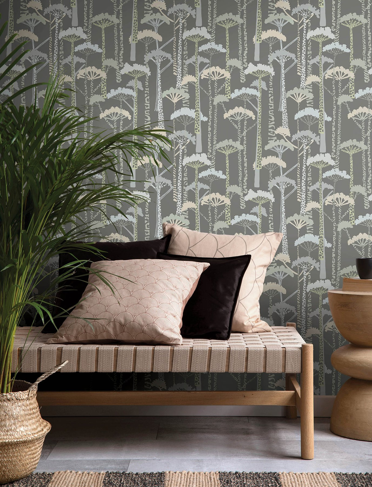 Unify Aqua Forest Wallpaper with Botanical Trees Motif, Bohemian Style - A-Street Prints 4146-27206