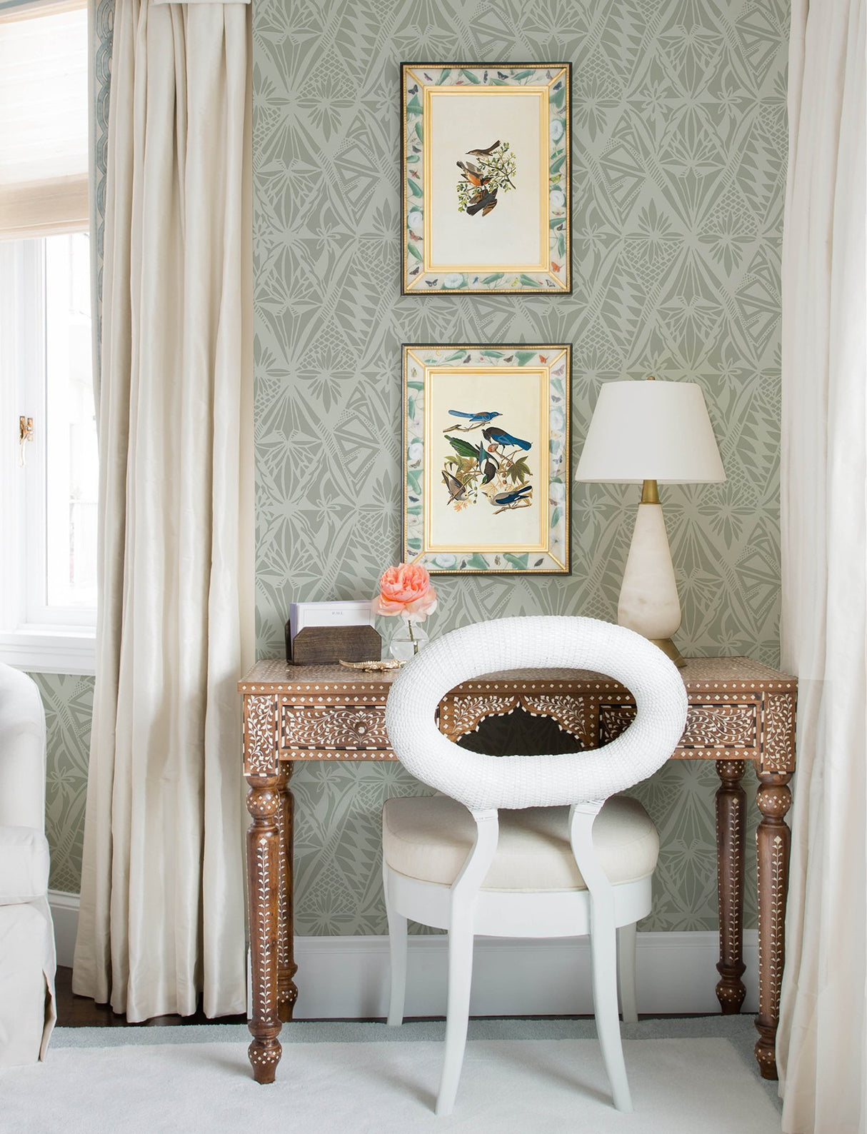 Urbane Sage Diamonds Wallpaper with Global Geometric Motif - A-Street Prints 4146-27209