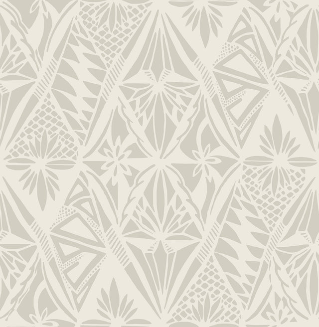 Urbane Light Grey Diamonds Wallpaper with Global Geometric Motif - Brewster 4146-27212