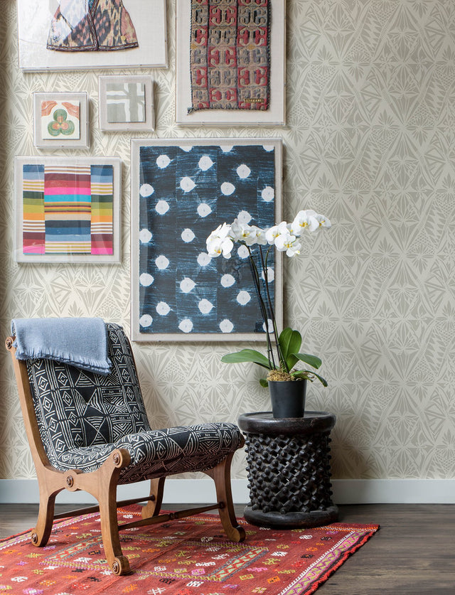 Urbane Light Grey Diamonds Wallpaper with Global Geometric Motif - Brewster 4146-27212
