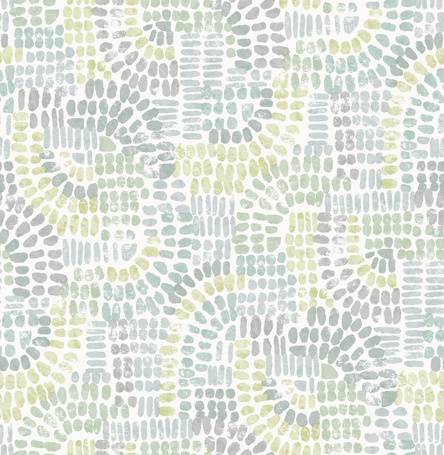 Wanderer Aquamarine Mosaic Wallpaper with Geometric Bohemian Motif - A?Street Prints 4146-27214