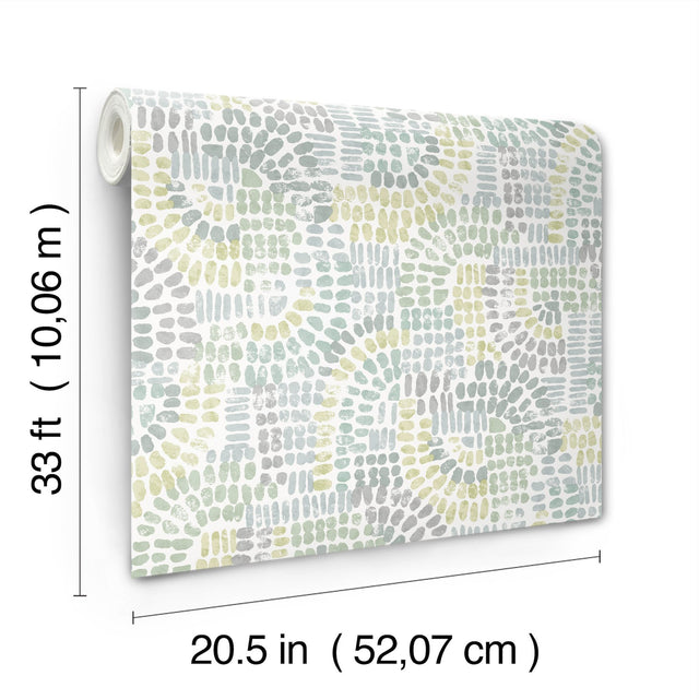 Wanderer Aquamarine Mosaic Wallpaper with Geometric Bohemian Motif - A?Street Prints 4146-27214