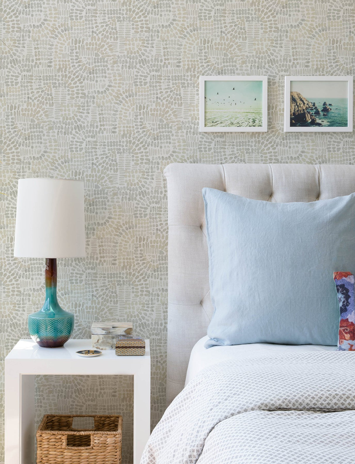 Wanderer Dove Mosaic Wallpaper with Geometric Bohemian Pattern - Brewster 4146-27218
