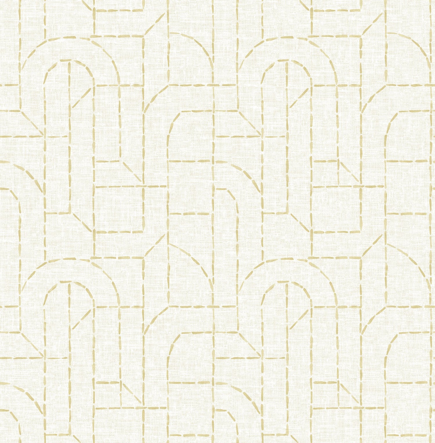 Integrity Yellow Arched Outlines Wallpaper with Modern Geometric Pattern - Brewster 4146-27219