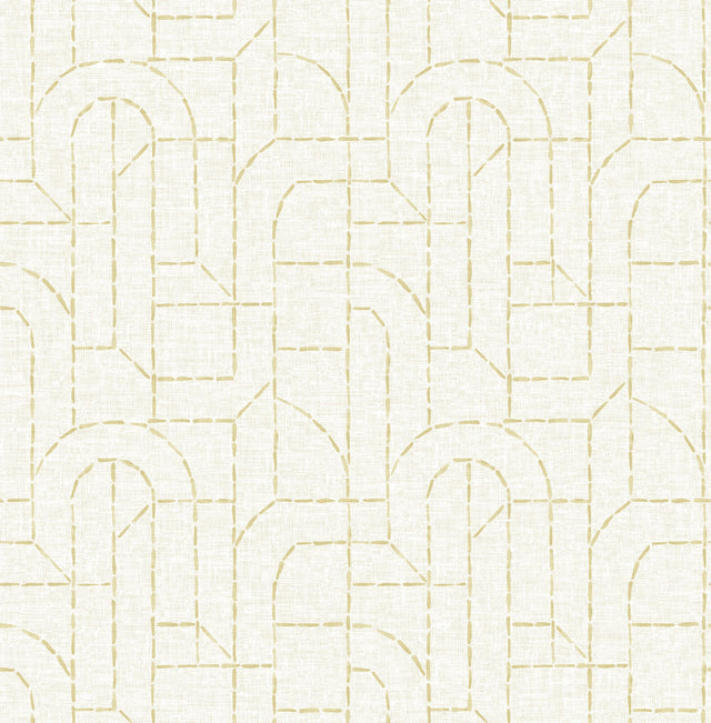 Integrity Yellow Arched Outlines Wallpaper with Modern Geometric Pattern - Brewster 4146-27219