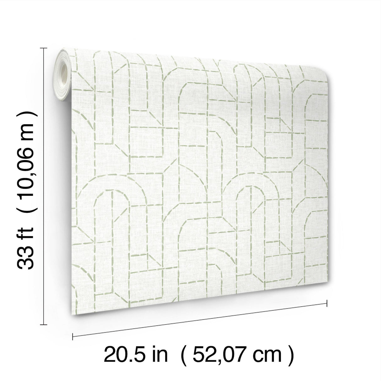 Integrity Light Green Arched Outlines Wallpaper with Modern Geometric Pattern - Brewster 4146-27220
