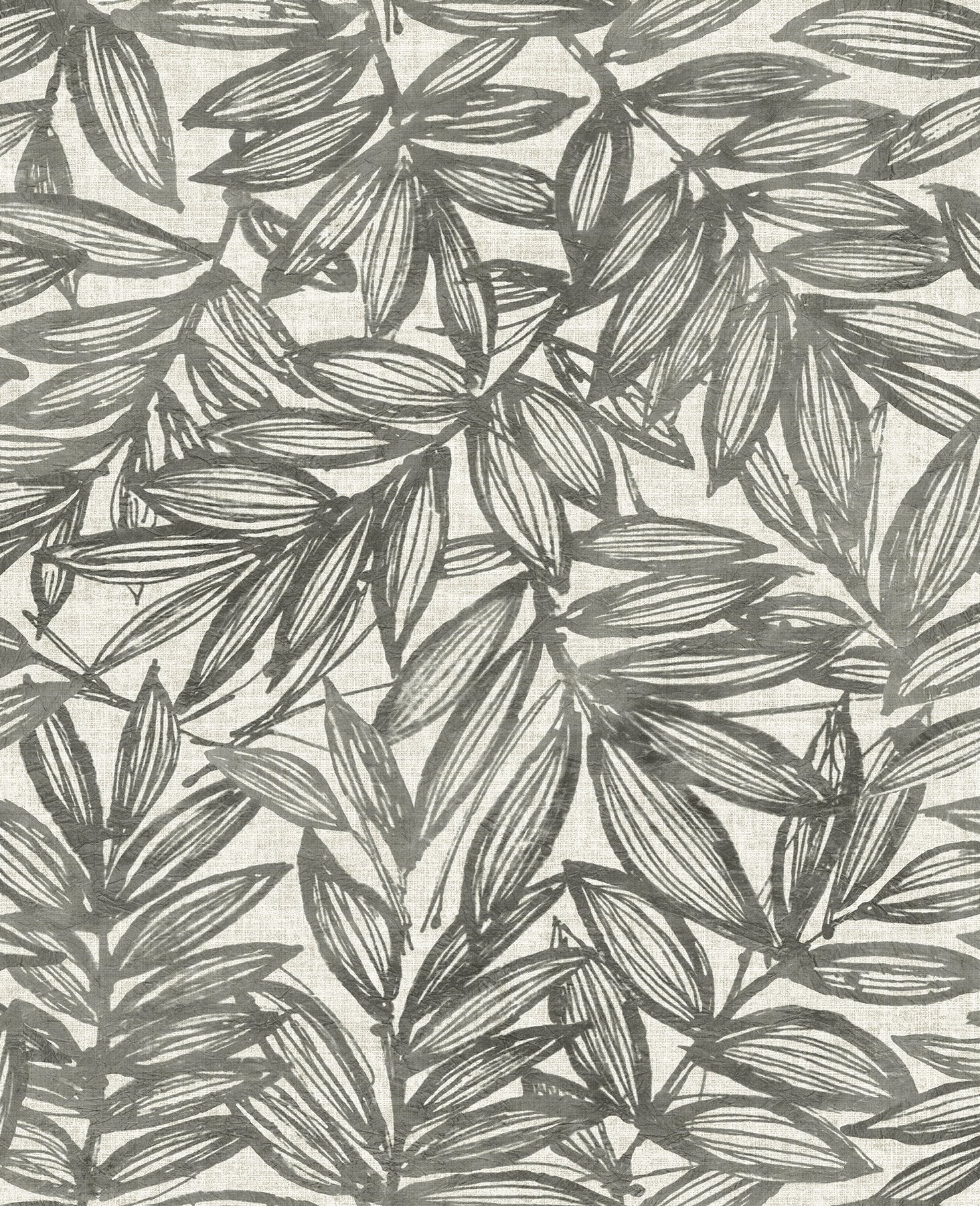 Rhythmic Charcoal Leaf Wallpaper with Botanical Leaf Motif, Farmhouse Style - A-Street Prints 4146-27229