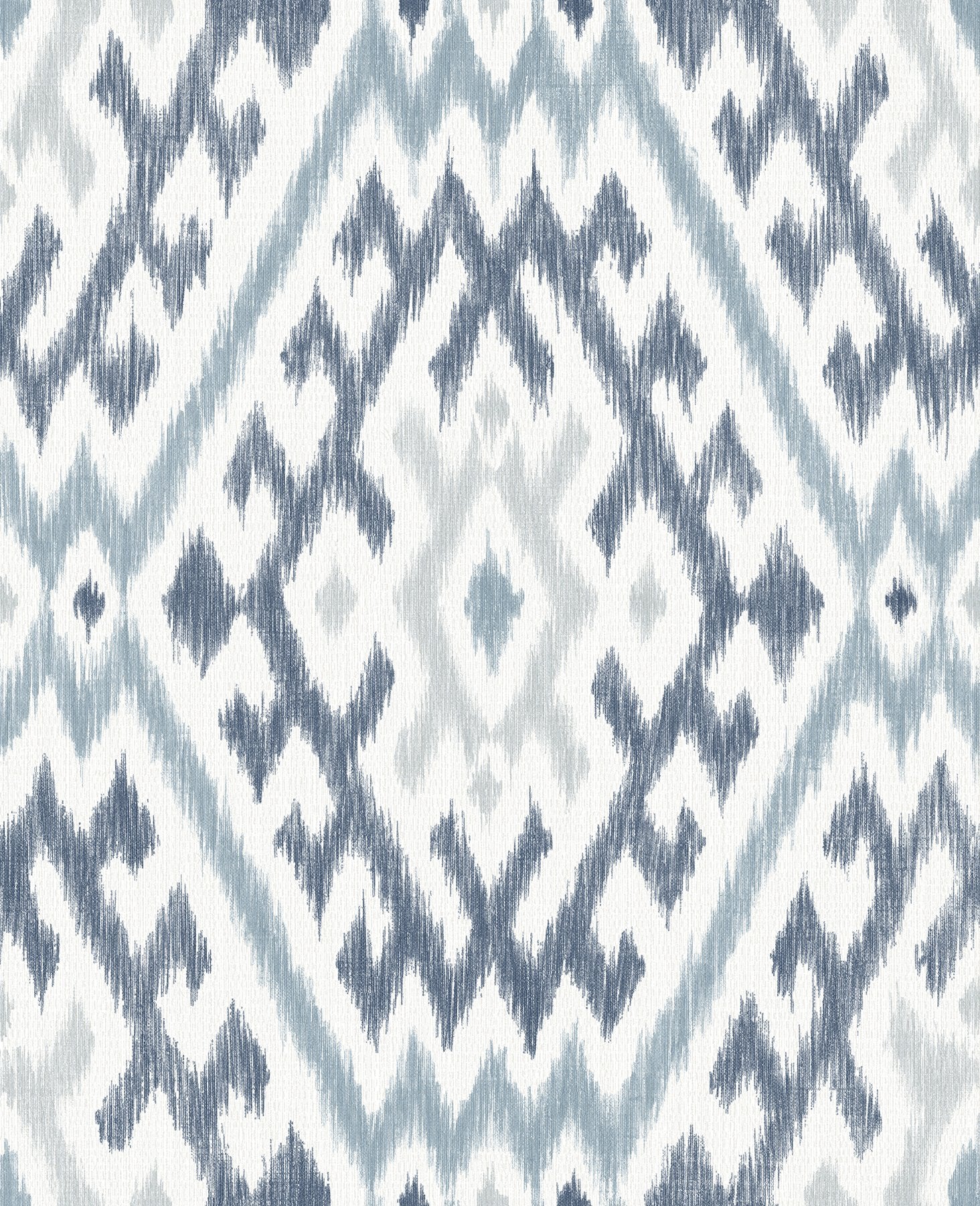 Solola Blue Ikat Wallpaper with Bohemian Global Pattern - Brewster 4146-27238