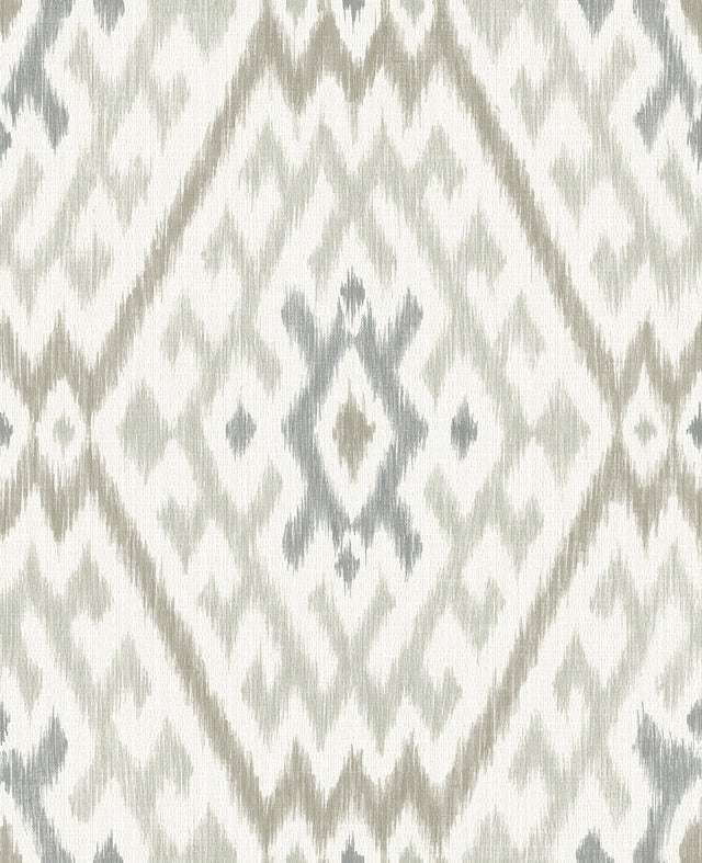 Solola Stone Ikat Wallpaper with Bohemian Global Ikat Pattern - A-Street Prints 4146-27239