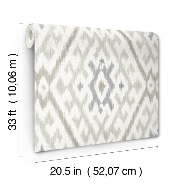 Solola Stone Ikat Wallpaper with Bohemian Global Ikat Pattern - A-Street Prints 4146-27239