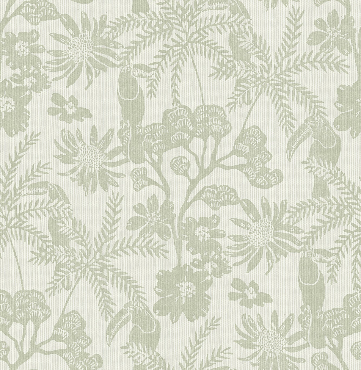 Jacaranda Sage Tropical Trail Textured Wallpaper with Bohemian Animals Motif - A-Street Prints 4146-27244